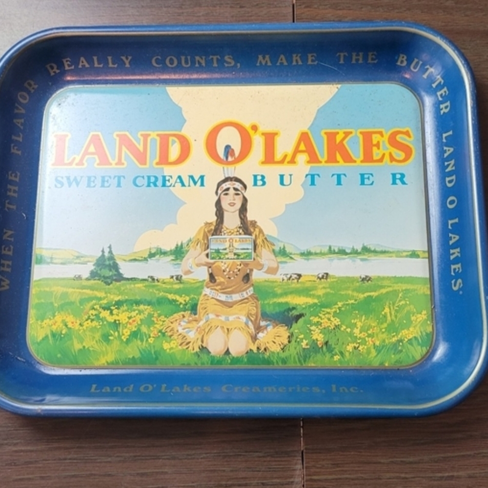 Vintage Land O'Lakes 1950s Metal Serving Tray